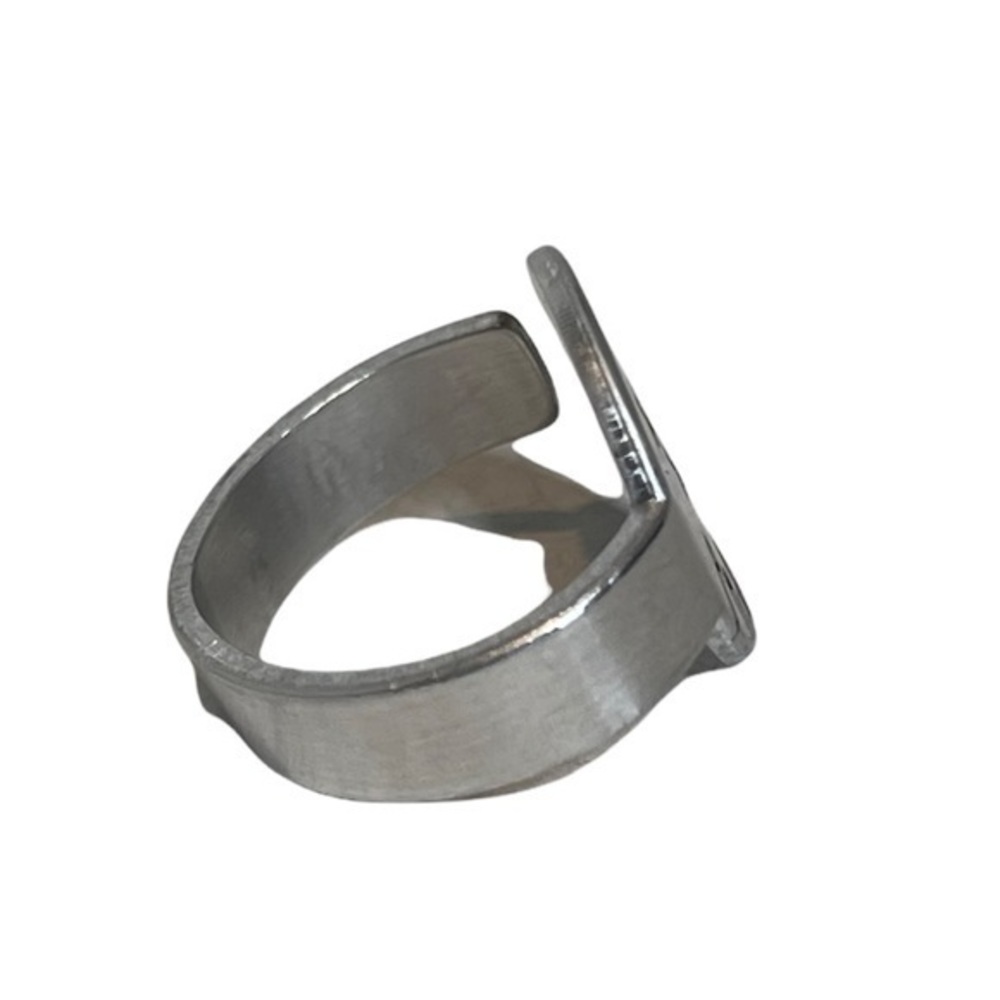Handmade 9 stamped boho mountain silver adjustable hypoallergenic medallion ring - Picture 7 of 8